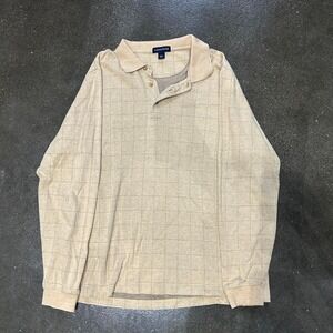 Lands End CreamSize Large long sleeve Polo Shirt